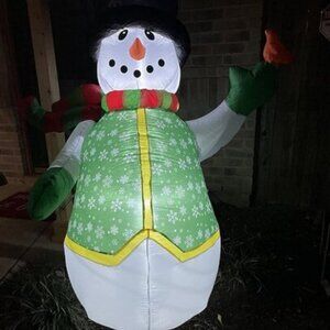 🆕6FT Christmas Inflatable Snowman in Vest Interior LED Light Outdoor Decoration